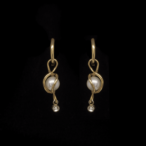 Orecchini Pendenti in Oro Giallo Perle e Diamantino- ER346 - Toscano Gioielli - Modalova
