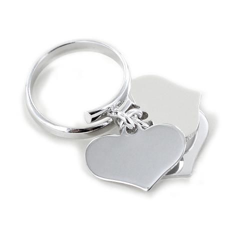 Anello con 3 ciondoli cuore pendente grande in argento - cappagli charme - Modalova