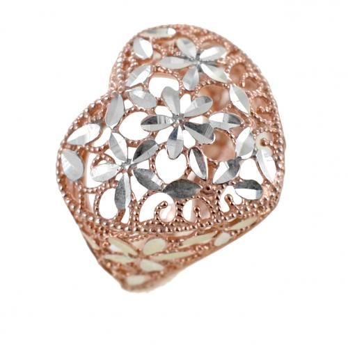 Anello con cuore scintillante in argento rosa e silver - cappagli charme - Modalova
