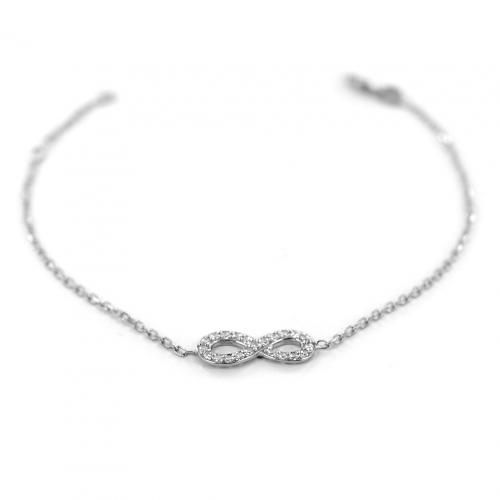 Bracciale con infinito in oro bianco e zirconi - braccialetto infinity - cappagli gioielli - Modalova