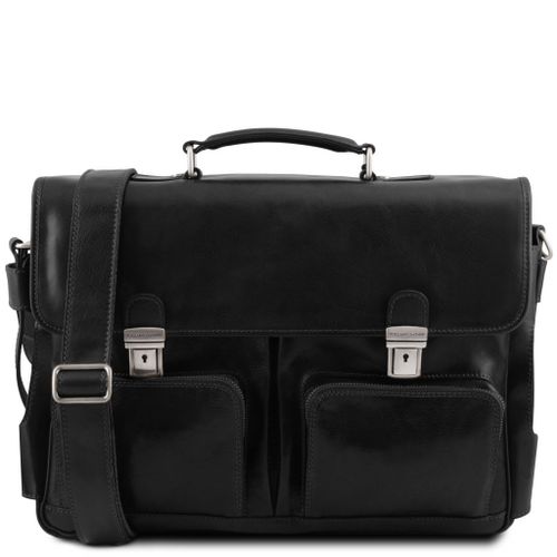 TL142069 Ventimiglia - Cartella TL SMART multiscomparto in pelle con tasche frontali Nero - Tuscany Leather - Modalova