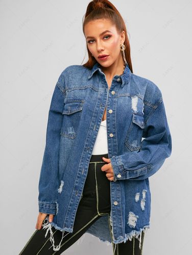 Boyfriend Jeans Strappati - ZAFUL - Modalova