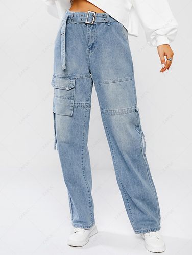 Jeans Dritti con Tasca e Cintura e Coulisse - ZAFUL - Modalova