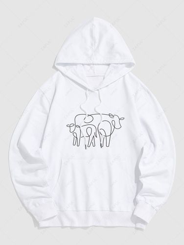 Felpa con Cappuccio Stampata Mucca - ZAFUL - Modalova