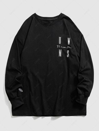 T-Shirt Stampata Lettere con Maniche Lunghe - ZAFUL - Modalova