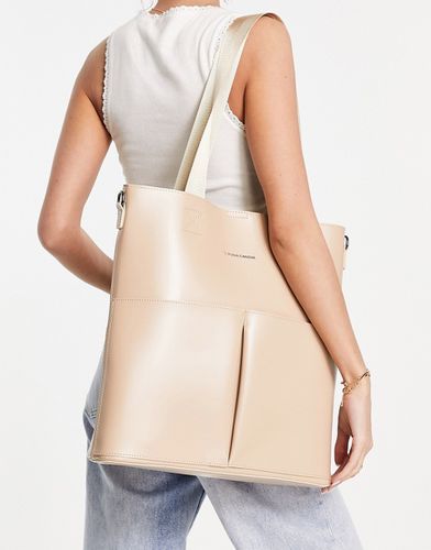 Maxi borsa da spalla color sabbia con due tasche - Claudia Canova - Modalova