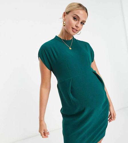 Vestito corto con cintura allacciata in vita verde smeraldo - Closet London Maternity - Modalova