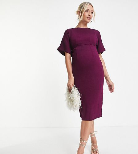 Vestito longuette color prugna a coste - Closet London Maternity - Modalova