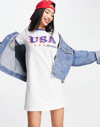 Vestito t-shirt con logo USA e bordi a contrasto - Aeropostale - Modalova