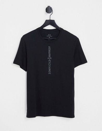 T-shirt con logo verticale nera-Nero - Armani Exchange - Modalova