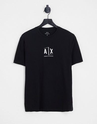 T-shirt nera con logo squadrato-Nero - Armani Exchange - Modalova