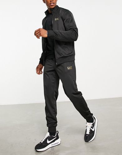 Armani - Core ID - Tuta sportiva in tricot nera con colletto e logo-Nero - EA7 - Modalova