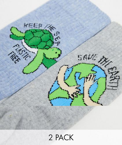 Confezione da 2 calzini sportivi con slogan ambientali-Multicolore - ASOS DESIGN - Modalova
