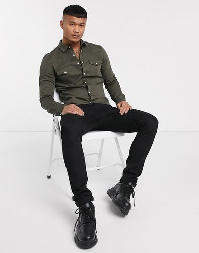 Camicia di jeans skinny stile western kaki - ASOS DESIGN - Modalova
