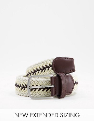 Cintura slim intrecciata marrone con dettaglio con riga a contrasto - ASOS DESIGN - Modalova