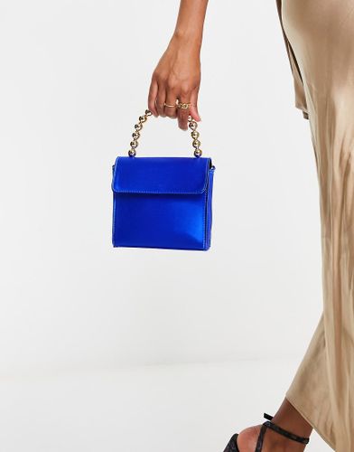 Borsa a tracolla in raso blu con manico color oro in perline e tracolla rimovibile - ASOS DESIGN - Modalova