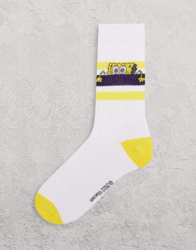 Spongebob - Calzini sportivi bianchi con riga gialla-Giallo - ASOS DESIGN - Modalova