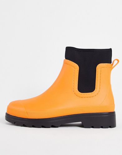 Stivali chelsea da pioggia arancioni e neri con dettaglio in tessuto scuba-Arancione - ASOS DESIGN - Modalova
