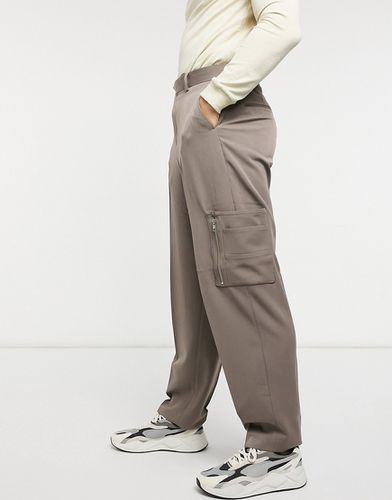 Pantaloni marroni eleganti slim a vita alta con tasche cargo - ASOS DESIGN - Modalova