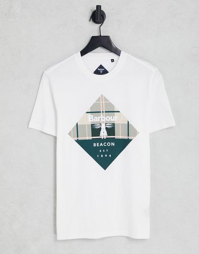 Becker - T-shirt bianca con grande logo a diamante con quadri scozzesi - Barbour Beacon - Modalova