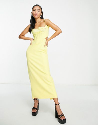 Vestito al polpaccio drappeggiato a corsetto giallo limone - Bardot - Modalova