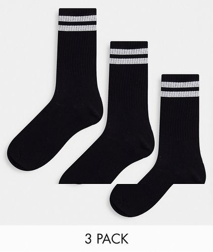 Confezione da 3 calzini sportivi neri-Nero - Bershka - Modalova