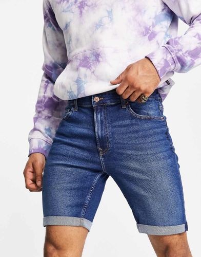 Pantaloncini di jeans skinny blu - Bershka - Modalova