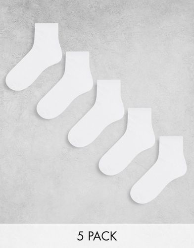Confezione da 5 paia di calzini sportivi bianchi-Bianco - Brave Soul - Modalova