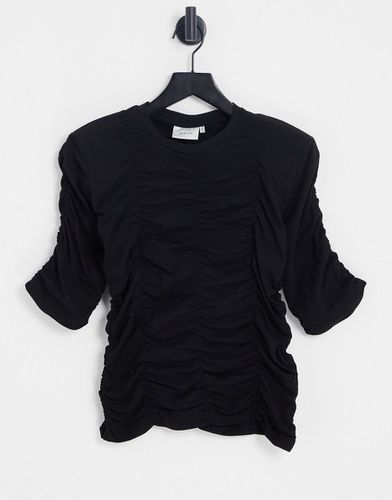 Ariana - T-shirt in jersey nera arricciata-Nero - Gestuz - Modalova
