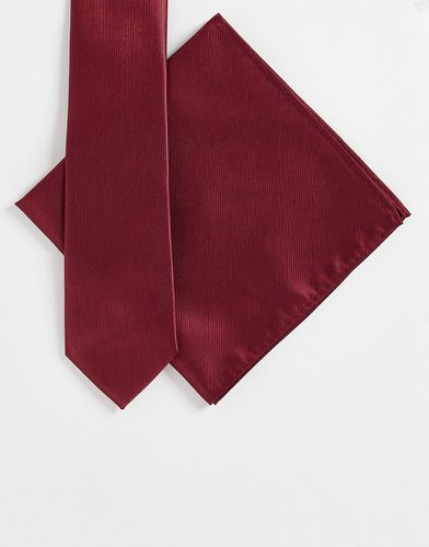 Set con cravatta e fazzoletto da taschino bordeaux-Rosso - Gianni Feraud - Modalova