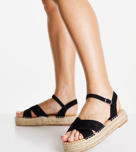 Sandali neri modello espadrilles con zeppa-Nero - Glamorous Wide Fit - Modalova
