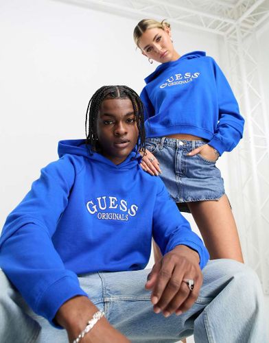 Felpa unisex blu vintage con cappuccio e logo - GUESS Originals - Modalova