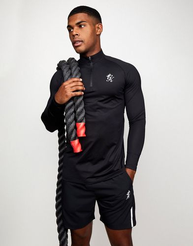 Sport Bolt - Top a maniche lunghe nero con zip corta - Gym King - Modalova