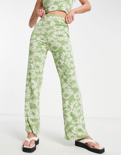 Pantaloni a zampa verde a fiori in coordinato - Damson Madder - Modalova