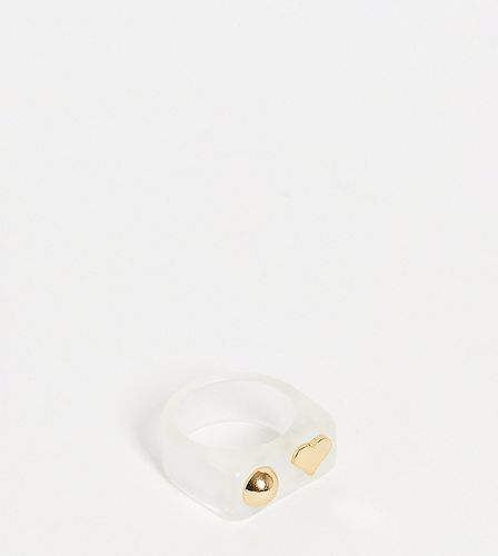 DesignB Curve - Anello in resina con sfera e cuore color oro - DesignB London Curve - Modalova