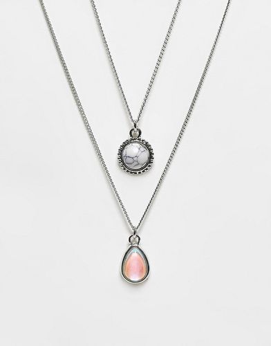 Collana multifilo con ciondoli con pietre semi-preziose-Argento - DesignB London - Modalova