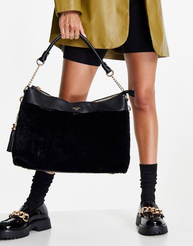 Maxi borsa con finiture in pelliccia sintetica, colore nero - Dune - Modalova