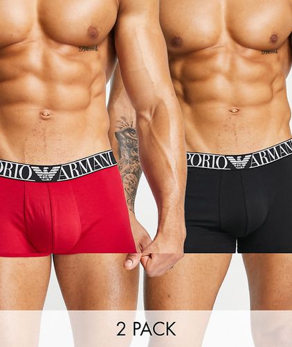 Emporio Armani - Bodywear - Confezione da 2 paia di boxer aderenti neri/rossi con logo grande a contrasto - Emporio Armani Bodywear - Modalova