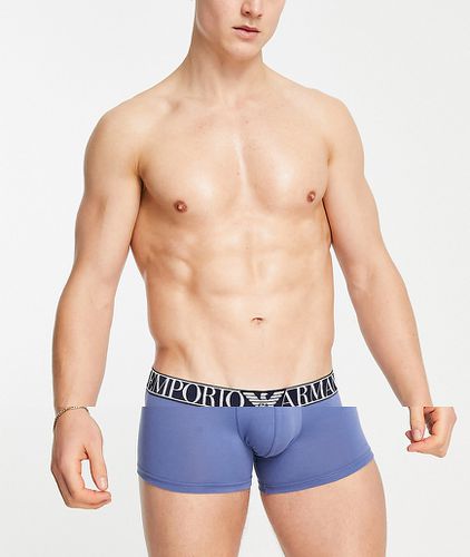 Emporio Armani - Bodywear - Confezione di 2 paia di boxer aderenti blu e navy con logo grande a contrasto - Emporio Armani Bodywear - Modalova