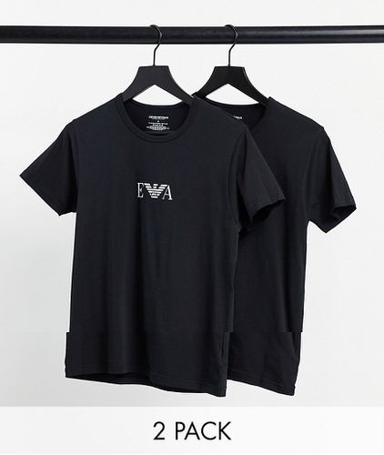 Emporio Armani Loungewear - Confezione da 2 T-shirt da casa nere con logo - Emporio Armani Bodywear - Modalova
