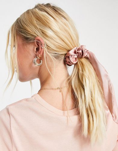 Elastico per capelli in raso con fiocco lungo rosa - Easilocks - Modalova