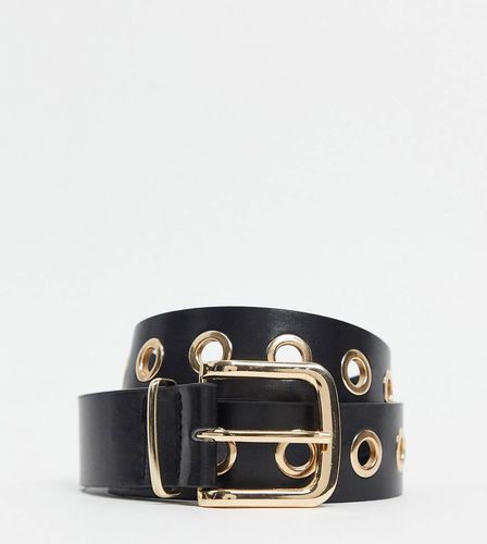 Esclusiva London - Cintura da jeans nera per vita o fianchi con occhielli oro-Nero - My Accessories - Modalova