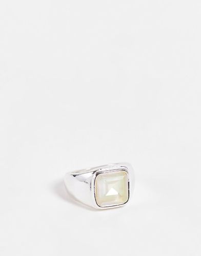 Esclusiva - Anello color con sigillo e cristallo di pietra di luna tagliato a mano - Big Metal London - Modalova