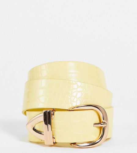 Esclusiva - Cintura effetto coccodrillo color burro con dettagli oro-Giallo - Glamorous - Modalova