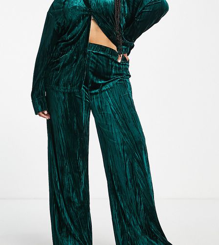 Pantaloni con fondo molto ampio e vita elasticizzata smeraldo in coordinato - Extro & Vert Plus - Modalova