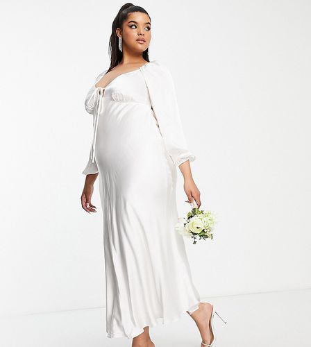 Vestito lungo da sposa in raso con cut-out color avorio - Forever New Curve - Modalova