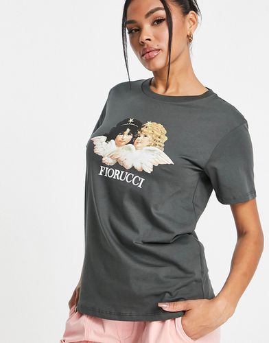T-shirt scuro con angeli vintage - Fiorucci - Modalova