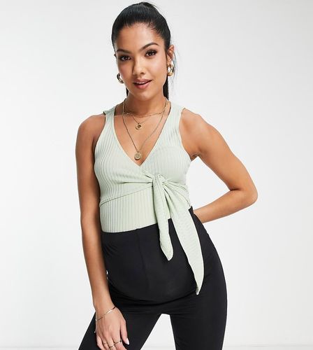 Body senza maniche stile ballerina a portafoglio pastello a coste - Flounce London Maternity - Modalova