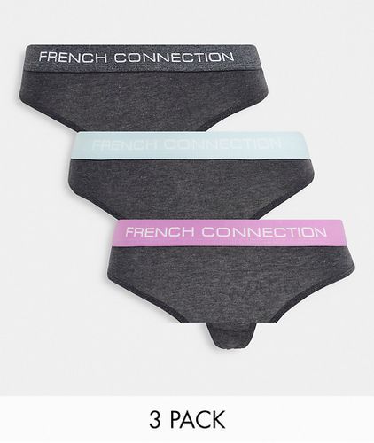Confezione da tre paia di perizomi color antracite mélange in coordinato-Grigio - French Connection - Modalova