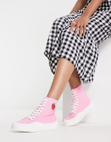 Sneakers alte in tela rosa con fragola - LPINK - Kaltur - Modalova